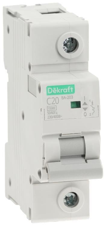 DEKraft 13457DEK Выключатель автоматический однополюсный ВА-203 1P 20A характеристика C 15кА