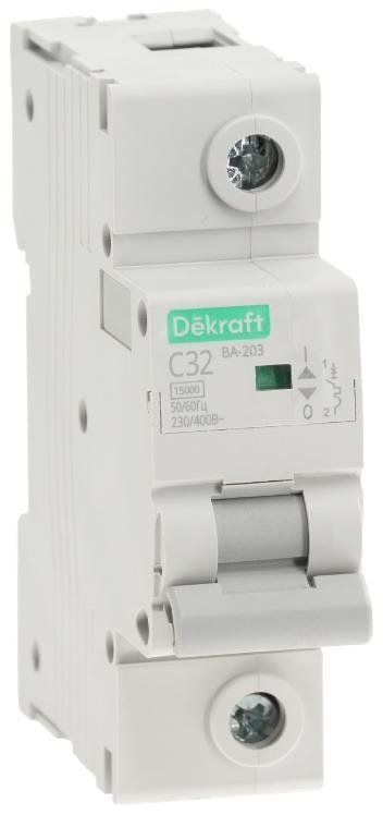 DEKraft 13459DEK Выключатель автоматический однополюсный ВА-203 1P 32A характеристика C 15кА