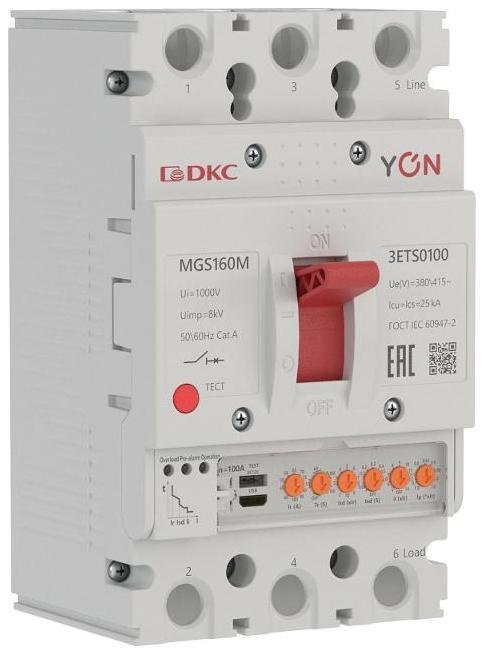 DKC MGS160M-3ETS0100 Авт. выкл. YON MGS160M 3P 40-100A 25kA с электронным расцепителем ETS