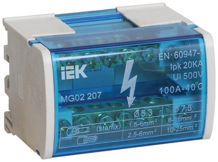 IEK YND10-2-07-100 Шины на DIN-рейку в корпусе (кросс-модуль) L+PEN 2х7