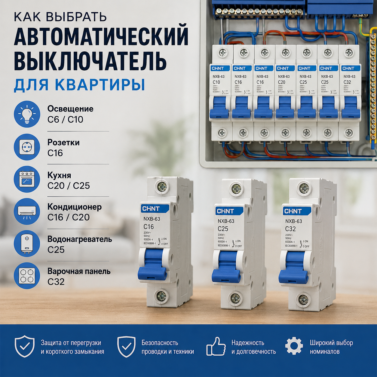Как выбрать автоматический выключатель для квартиры